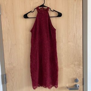Red bodycon lace dress